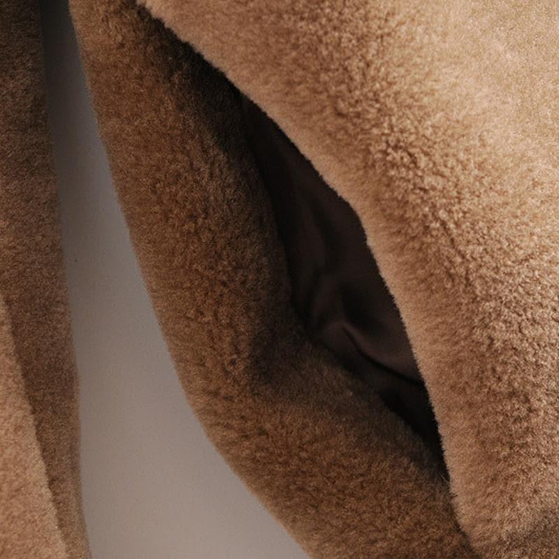 double breasted faux fur coat