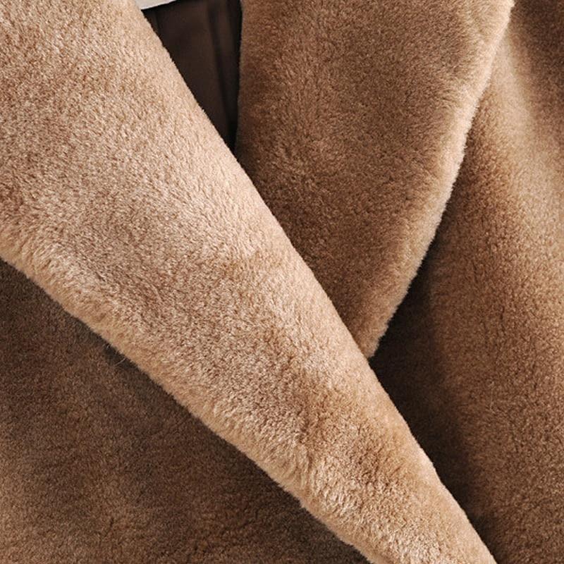 double breasted faux fur coat