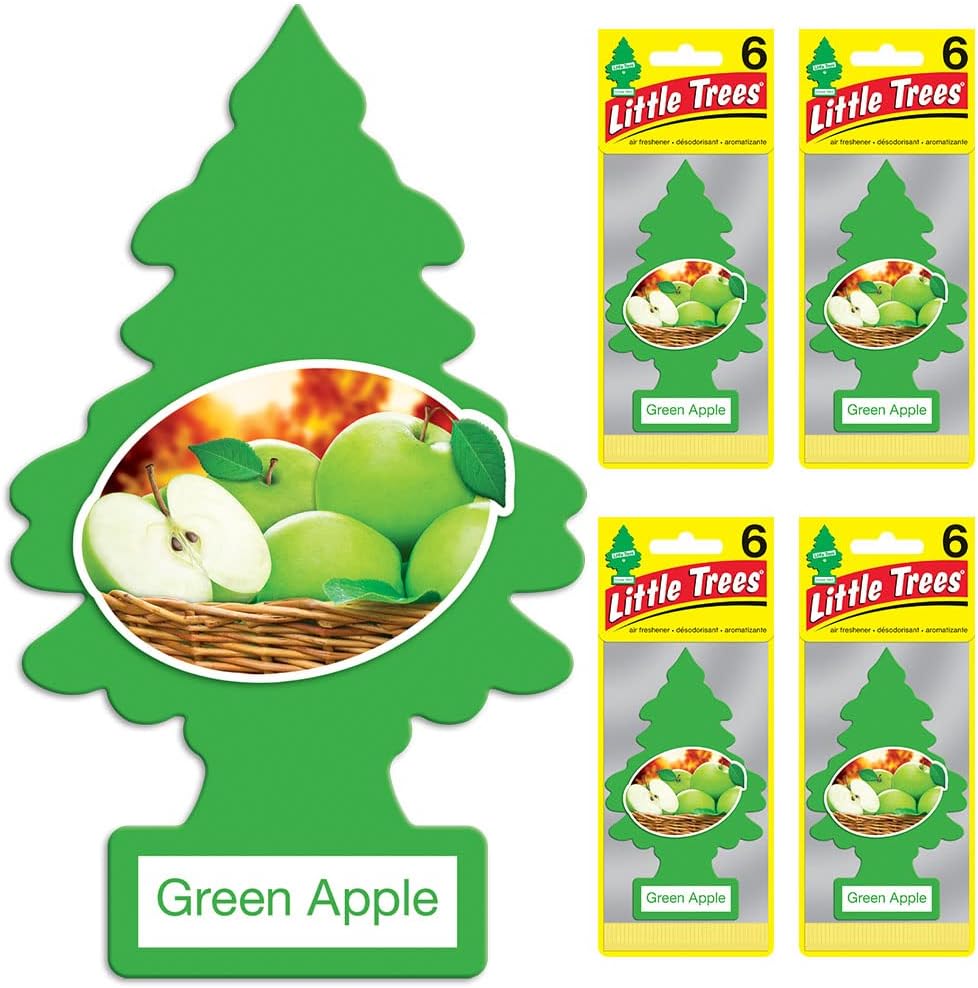 LITTLE TREES Air Fresheners Car Air Freshener. Hanging Tree Provides Long Lasting Scent for Auto or Home. Green Apple, 24 Air Fresheners