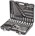 DENZEL Tool kit 140pcs [ Ratchet combination 1/4, 3/8, 1/2 inch ] [ 4 Extension Bar ] [ Connection Scuare, Spinner, Bit Adapter, Socket Adapter ] Socket and bits (7714100)