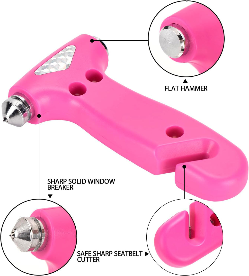 MOTORBUDDY 2 Pack Car Safety Hammer, Pink Emergency Escape Hammer with Window Breaker and Seatbelt Cutter