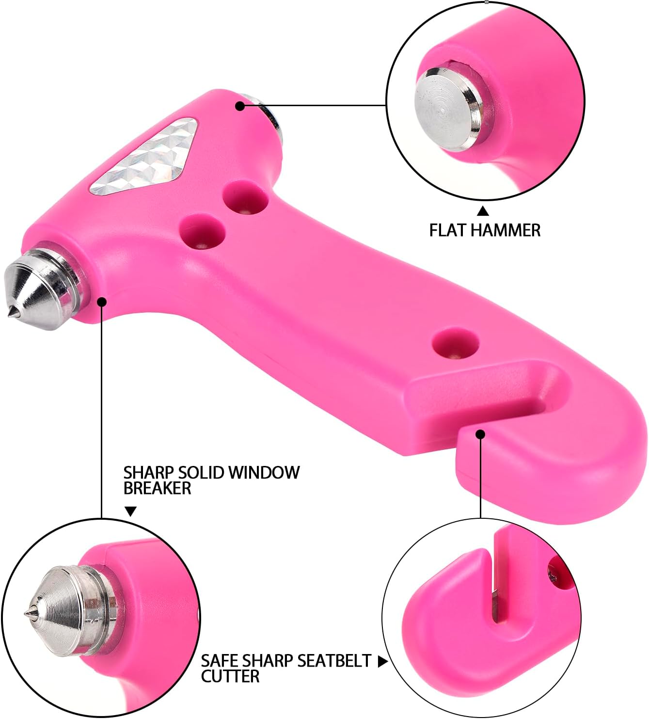 MOTORBUDDY 2 Pack Car Safety Hammer, Pink Emergency Escape Hammer with Window Breaker and Seatbelt Cutter