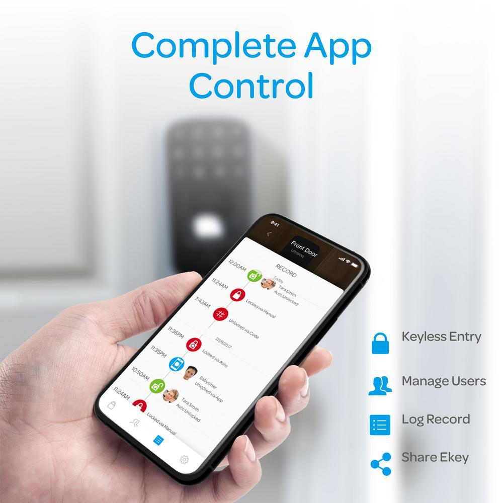 Satin Nickel Bluetooth Enabled Fingerprint and Touchscreen Smart Door Lock