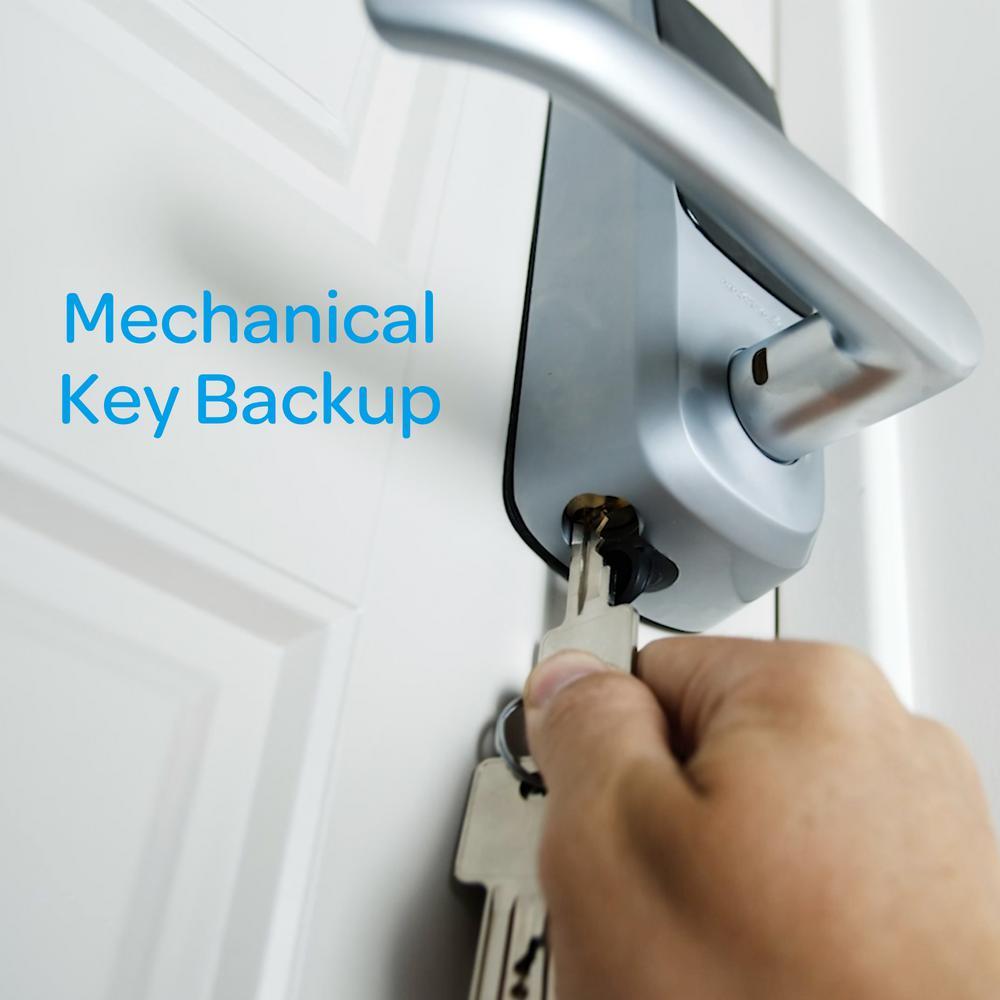 Satin Nickel Bluetooth Enabled Fingerprint and Touchscreen Smart Door Lock