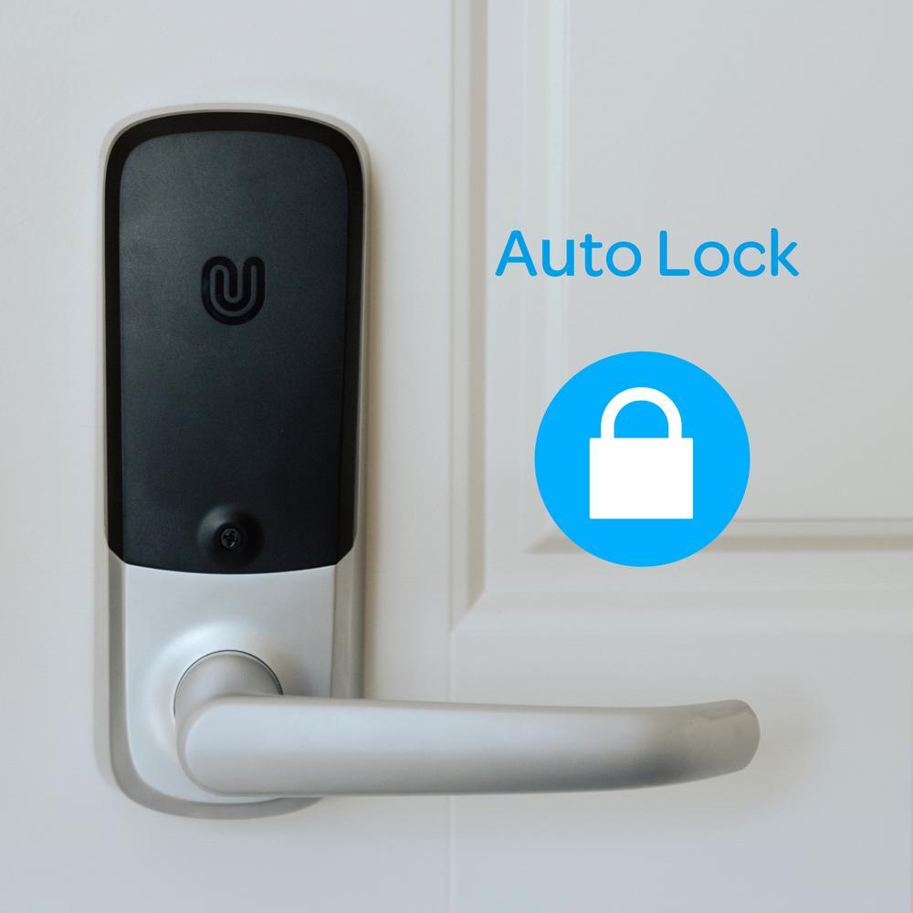 Satin Nickel Bluetooth Enabled Fingerprint and Touchscreen Smart Door Lock