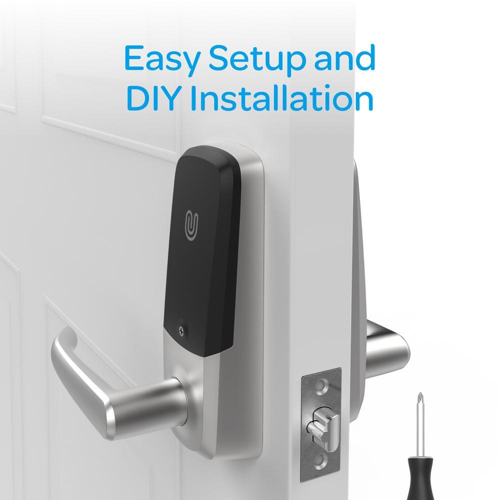 Satin Nickel Bluetooth Enabled Fingerprint and Touchscreen Smart Door Lock