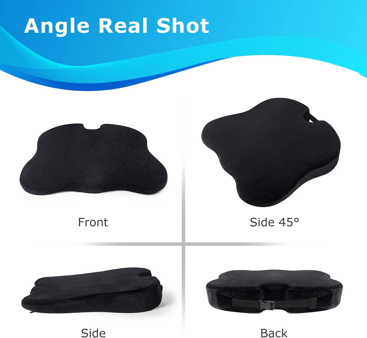 Wedge Seat Cushion for Car Seat Driver/Passenger- Wedge Car Seat Cushions for Driving Improve Vision/Posture - Memory Foam Chair Cushion/Car Seat Cushion for Hip Pain (Velvet Cover,Black)