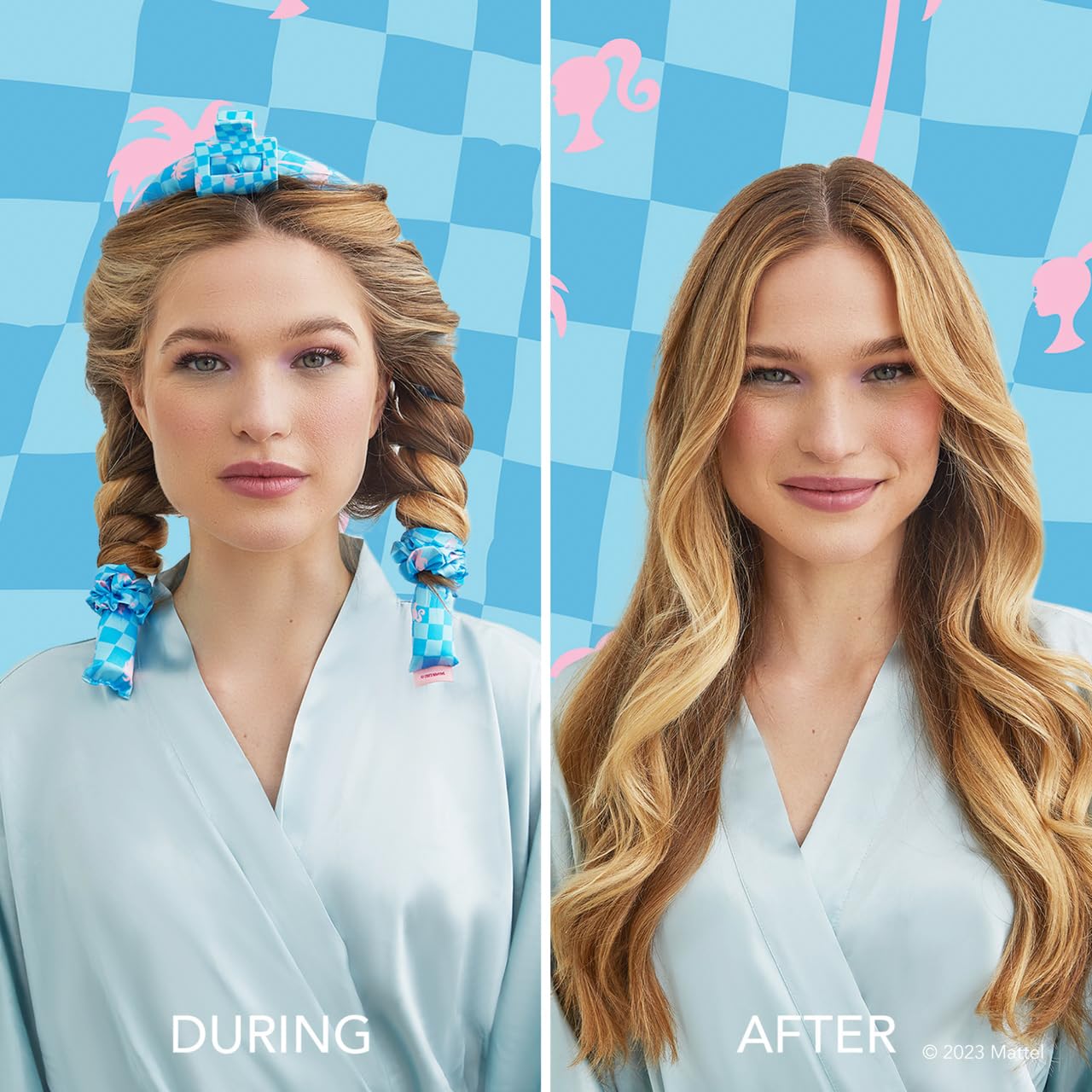Kitsch Satin Heatless Curling Set - Hair Rollers for Heatless Curls | Heatless Hair Curlers &amp; Hot Rollers | Hair Curlers to Sleep in | Heatless Curling Rod Headband | Heatless Curler (Malibu Barbie)