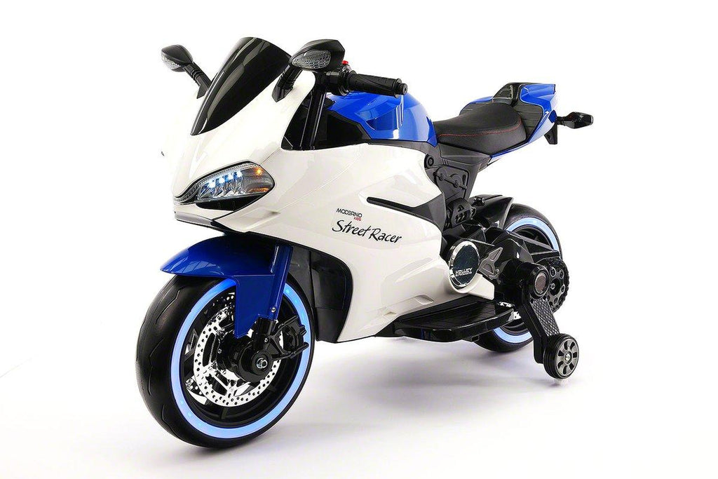 CARZ4KIDS STREET RACER 12V ELECTRIC BATTERY OPPERATED KIDS RIDE ON TOY MOTORCYCLE CAR WITH MP3 PLAYER| BLUE