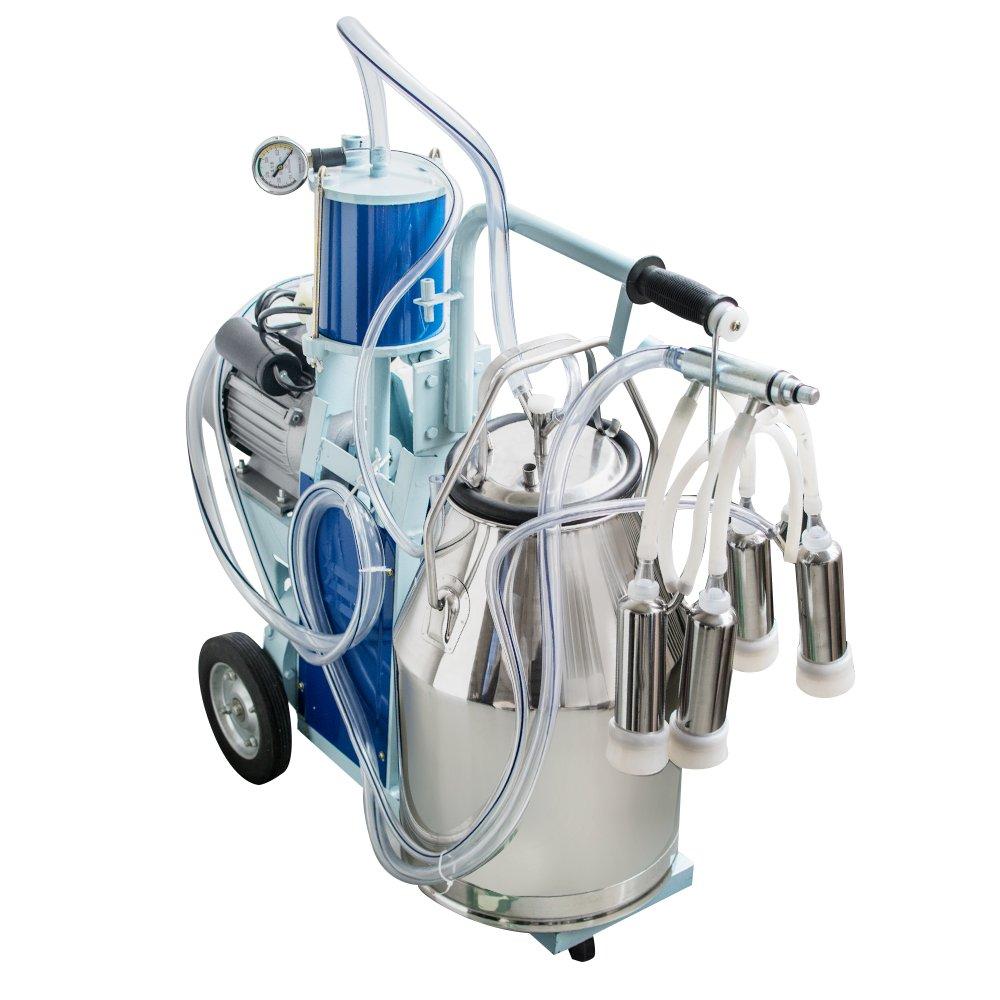 Enshey Electric MilMachine 25L 550W Argricultural Portable  Steel Farm Ewe MilMilker 1440rmp/min Single Bucket Piston Tank Container Barrel Set Kit for Cows Cattle or Sheep