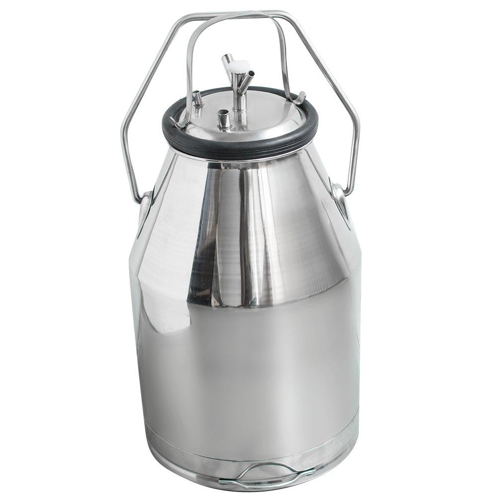 Enshey Electric MilMachine 25L 550W Argricultural Portable  Steel Farm Ewe MilMilker 1440rmp/min Single Bucket Piston Tank Container Barrel Set Kit for Cows Cattle or Sheep