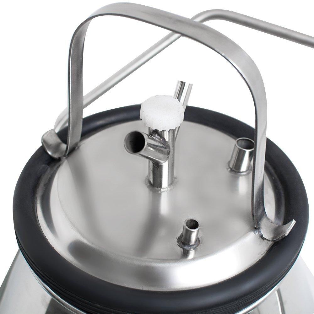 Enshey Electric MilMachine 25L 550W Argricultural Portable  Steel Farm Ewe MilMilker 1440rmp/min Single Bucket Piston Tank Container Barrel Set Kit for Cows Cattle or Sheep