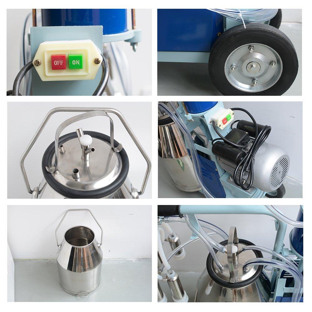 Enshey Electric MilMachine 25L 550W Argricultural Portable  Steel Farm Ewe MilMilker 1440rmp/min Single Bucket Piston Tank Container Barrel Set Kit for Cows Cattle or Sheep