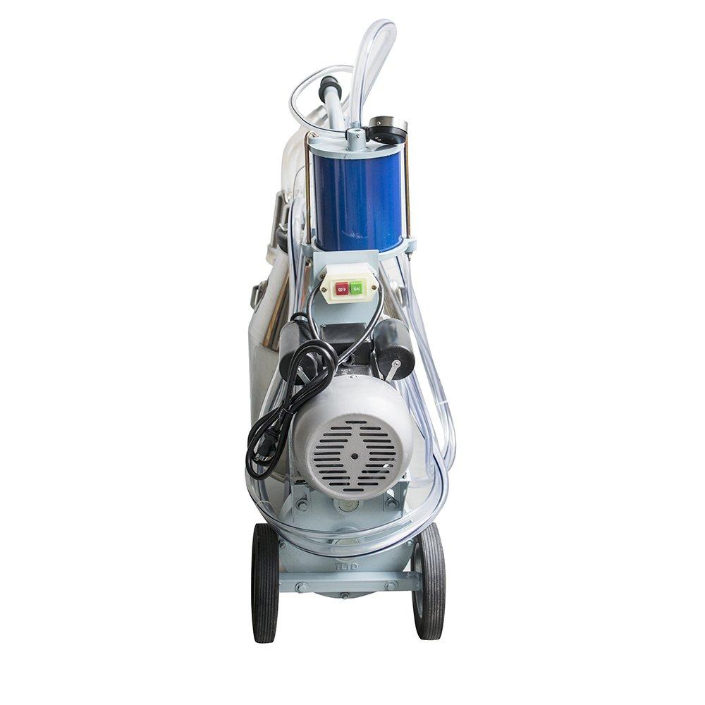 Enshey Electric MilMachine 25L 550W Argricultural Portable  Steel Farm Ewe MilMilker 1440rmp/min Single Bucket Piston Tank Container Barrel Set Kit for Cows Cattle or Sheep