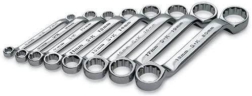 SK 86188 SuperKrome 8 Piece 12 Point Short and Deep 6-Millimeter to 20-Millimeter Offset Box End Wrench Set
