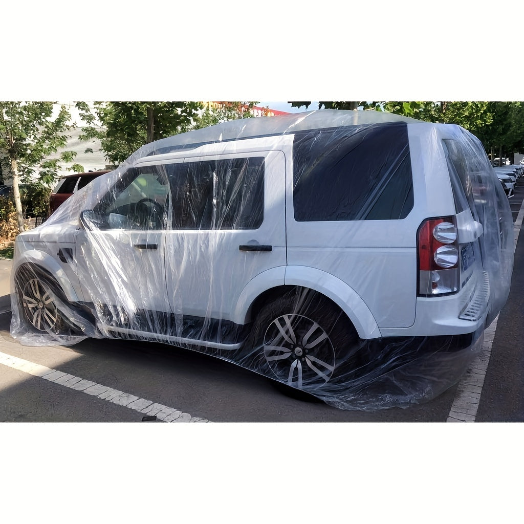 PE Plastic Car Cover Transparent Waterproof Dustproof Vehicle Protection Anti-Scratch Soft Material