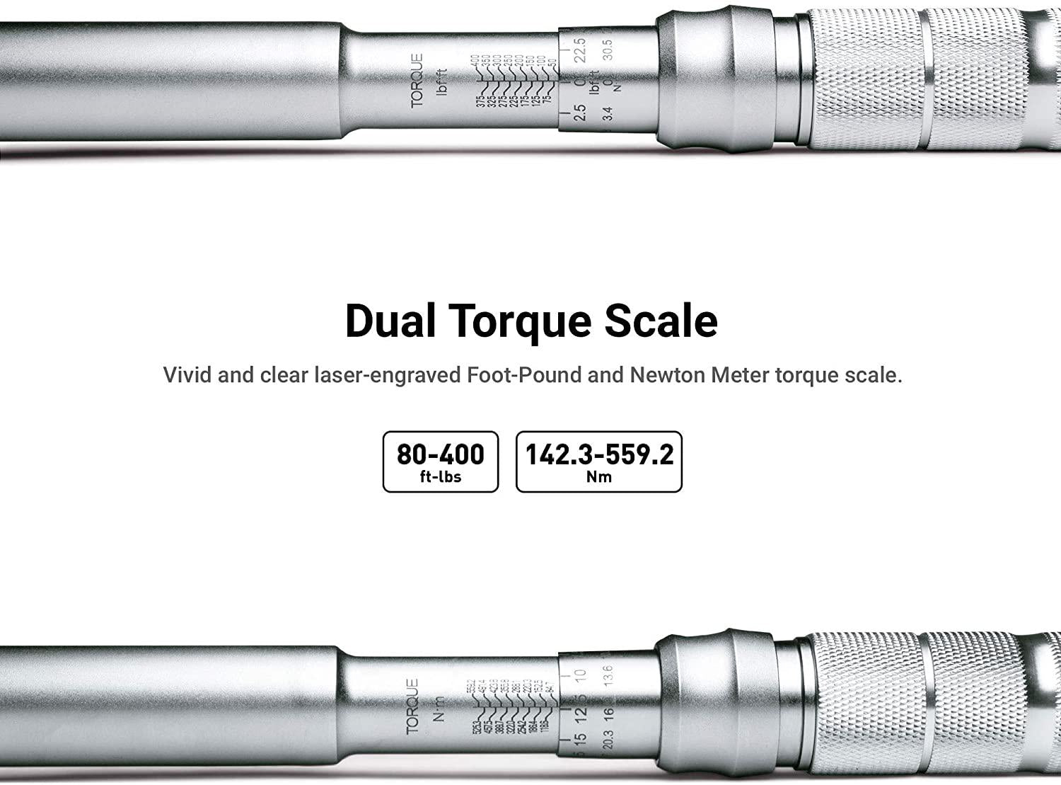 Capri Tools 3/4-in 80-400 Foot Pound Torque Wrench, Industrial Series, CP31203-400FL