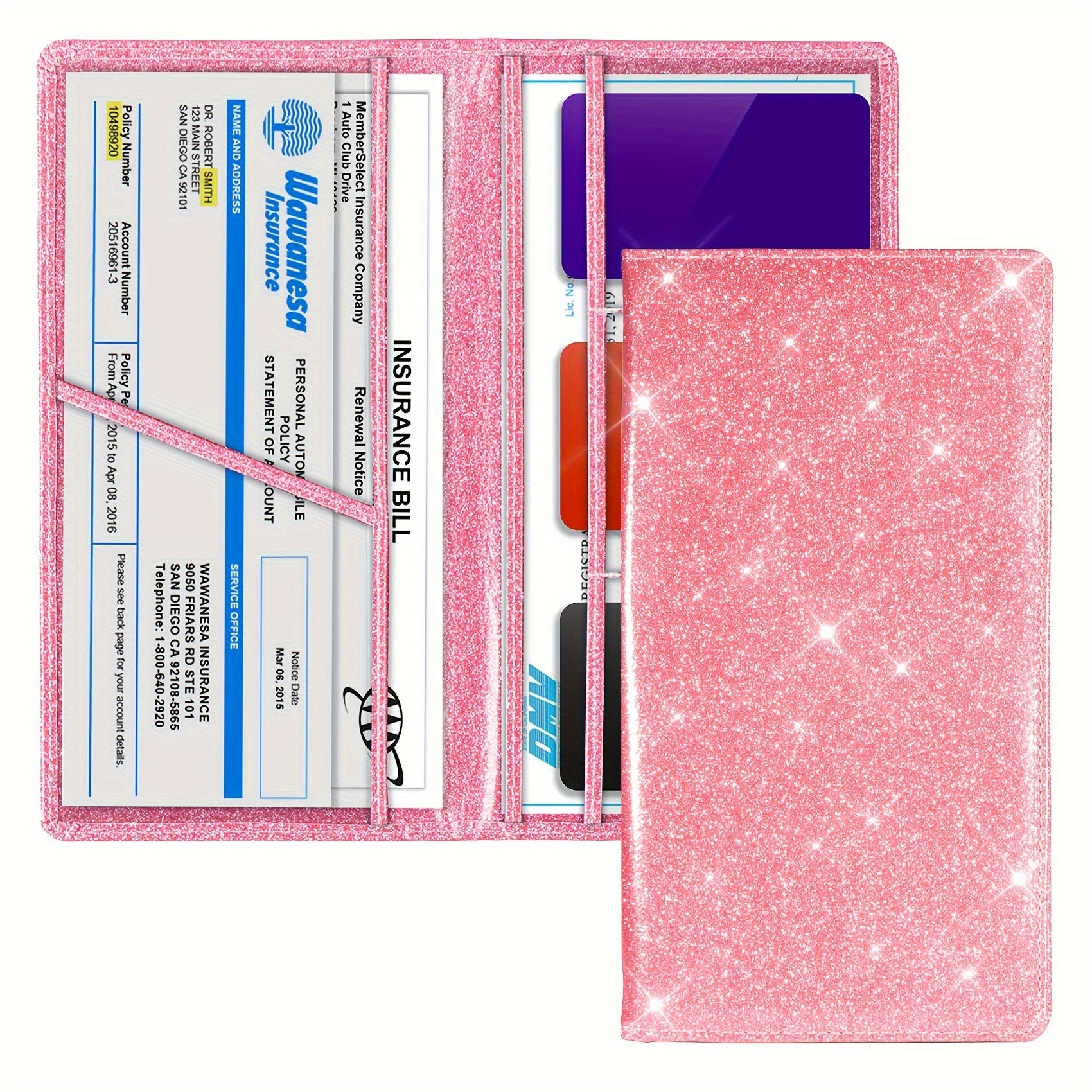 Car Registration And Insurance Card Holder, Vehicle License Document Glove Box Compartment Organizer