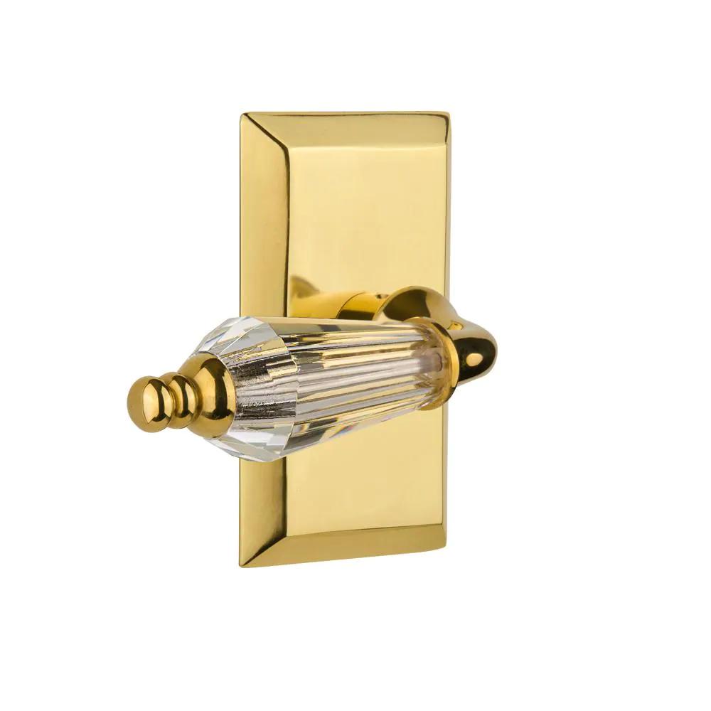 Studio Plate Double Dummy Parlor Lever in Polished Brass