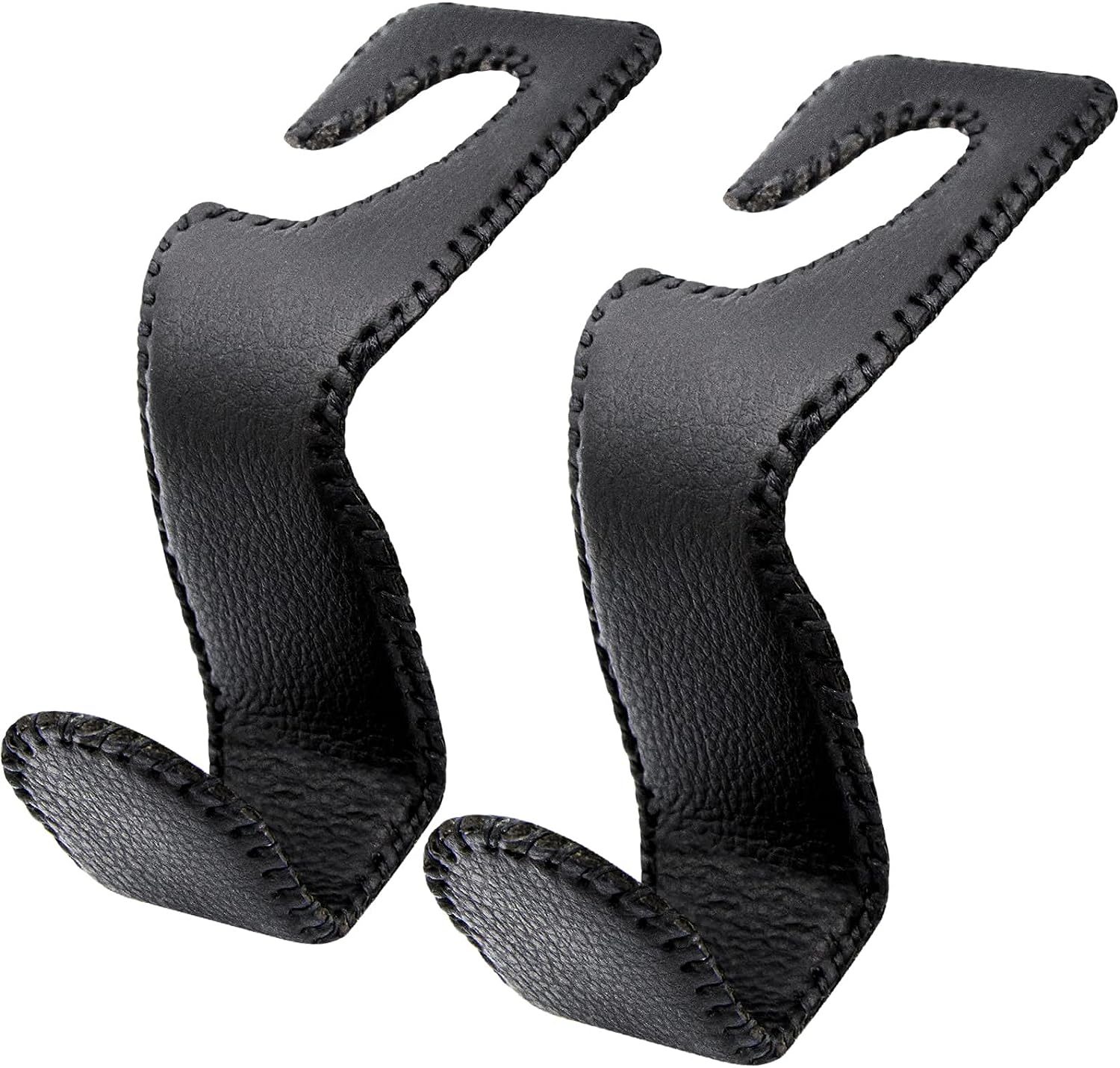 EldHus Headrest Hooks for Purses and Bags, 2 Pack Seat Hooks for Grocery Bag Handbag, Metal Car Purse Holder Covered by Leather
