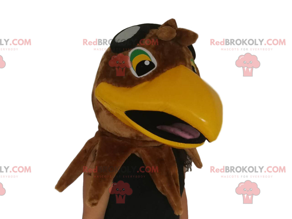 Brown eagle head mascot. Eagle head costume