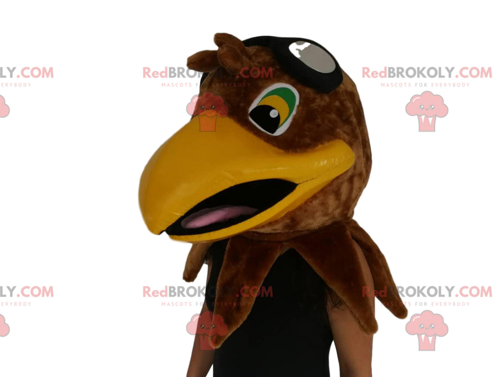 Brown eagle head mascot. Eagle head costume