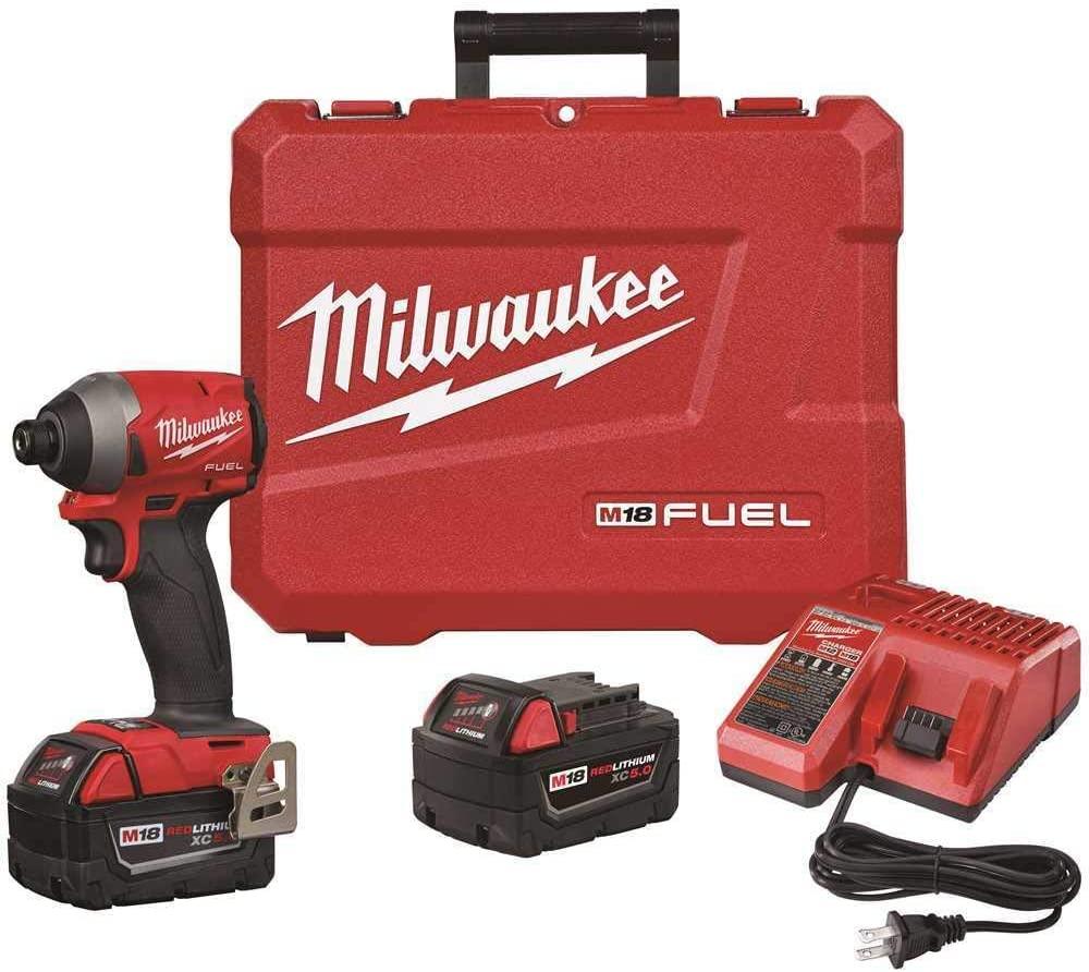 Milwaukee (MLW 2853-22) M18 Fuel 1/4IN Hex Impact Driver XC Kit & Klein Tools 66001 2-in-1 Impact Socket, Socket Wrench Sizes 3/4-Inch and 9/16-Inch Hex, 12-Point Deep Socket with 1/2-Inch Drive
