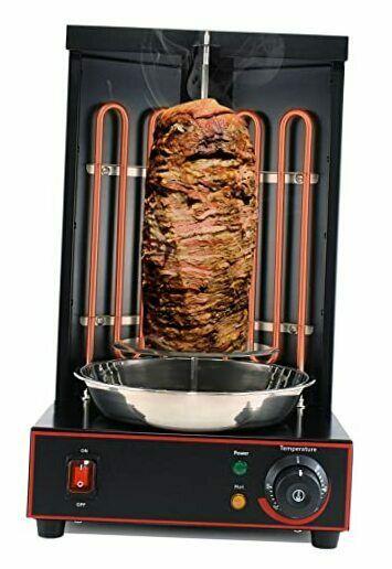 Electric Shawarma Machine Gyro Rotisserie Grill 110V with 2 Efficient Heating