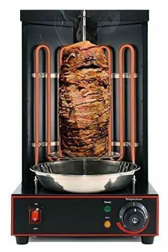 Electric Shawarma Machine Gyro Rotisserie Grill 110V with 2 Efficient Heating