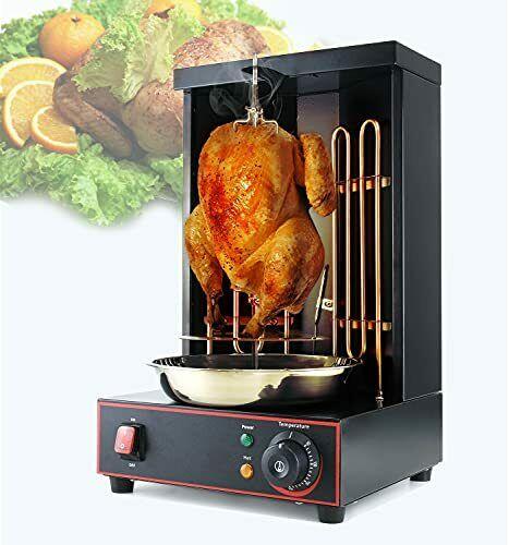 Electric Shawarma Machine Gyro Rotisserie Grill 110V with 2 Efficient Heating