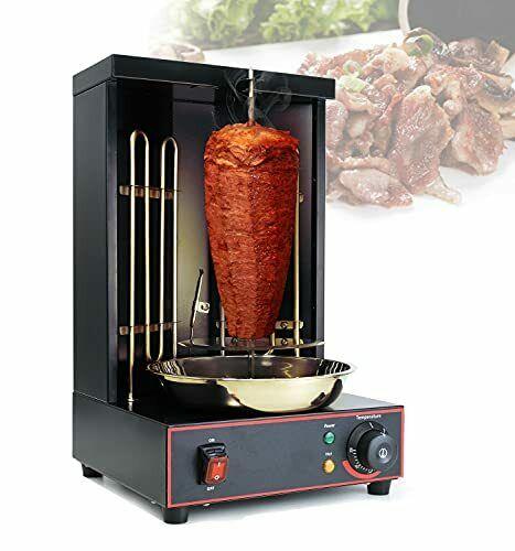 Electric Shawarma Machine Gyro Rotisserie Grill 110V with 2 Efficient Heating