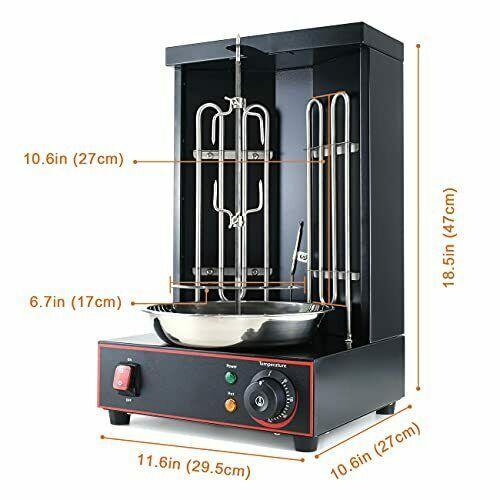 Electric Shawarma Machine Gyro Rotisserie Grill 110V with 2 Efficient Heating