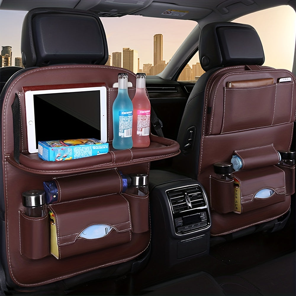 Upgrade Your Car With This Luxury Leather StoraBag And Tray - Perfect For Kids' Snacks And Toys!
