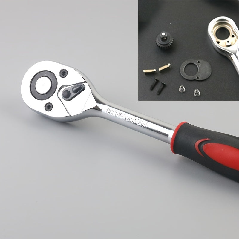 46pcs Car Repair Tool Kit: Ratchet Torque Wrench, Spanner, Screwdriver, Socket Set Combo - Perfect For Bicycle &amp; Auto Repairing!