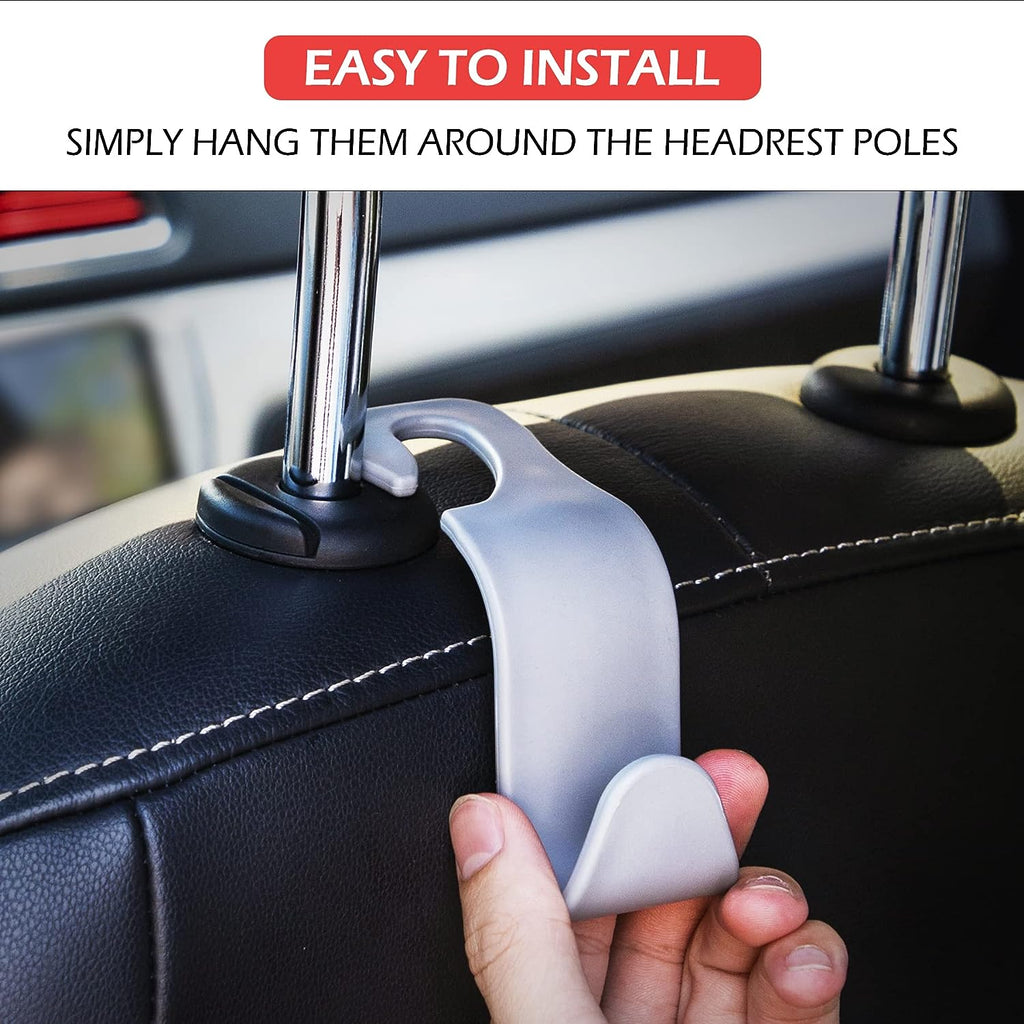 LivTee Car Seat Headrest Hook, Car Headrest Hidden Hook, 4 Pack Universal Auto Car Back Seat Hook Organizer for Purse Coat, Car Interior Accessories (Gray)