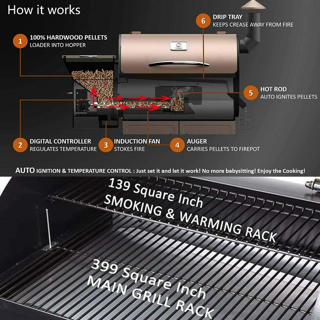 2021 Pellet Grill 8 in 1 BBQ Smoker Digital Control ZPG-550B