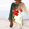 Fashion Round Neck Long Sleeve Printed Top