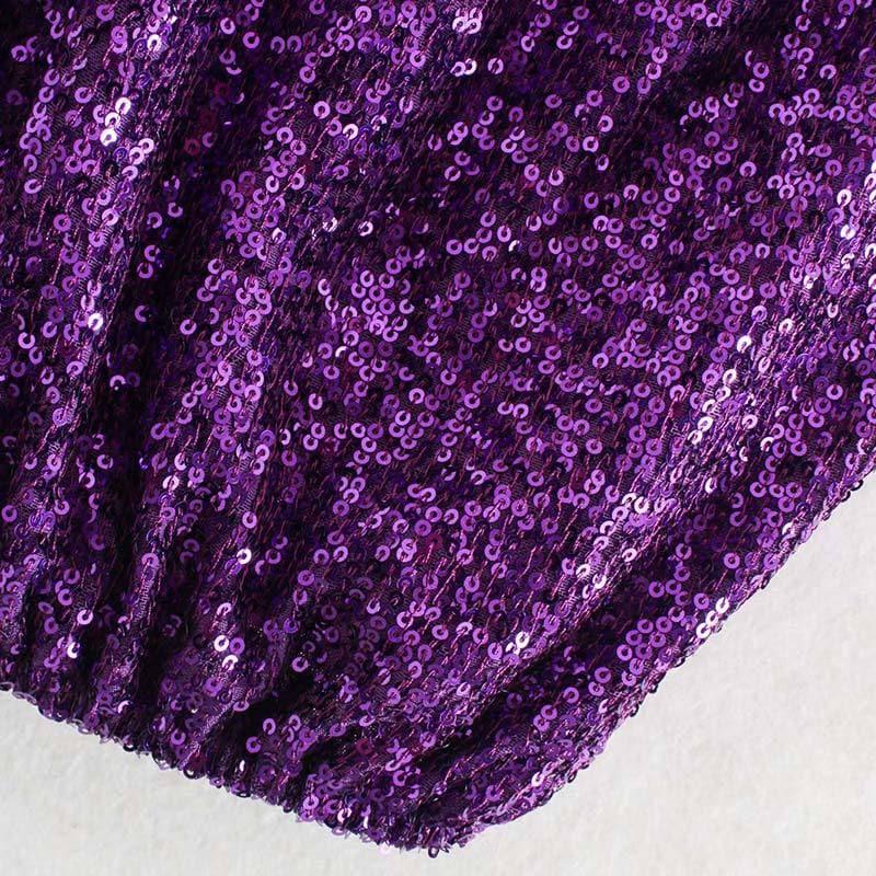 one shoulder sequined cropped blouse