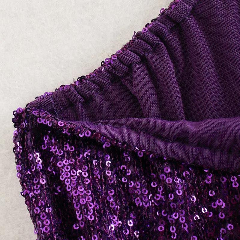 one shoulder sequined cropped blouse