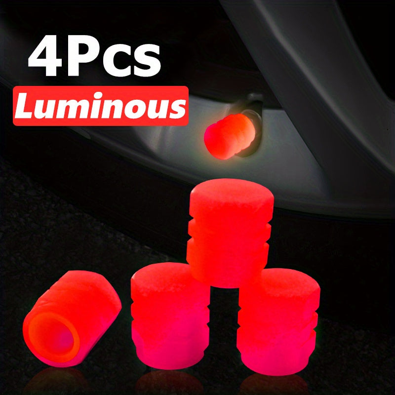 4pcs Webdiennuoc Valve Caps, Luminous Caps, Universal Fluorescent Tire Valve Caps 4pcs/Set, Fluorescent Tire Valve Caps STEM Caps