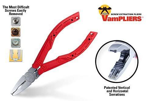 VAMPLIERS. Best Made Pliers! 6-PC Set S6AP Patented Screw Extractions Pliers. Extract Stripped Stuck Security, Corroded or Rusted Screws/Nuts/Bolts + Super Combo Scissors and Tool Pouch