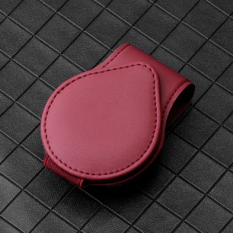 Faux Leather Visor Glasses Clamp Car Accessories