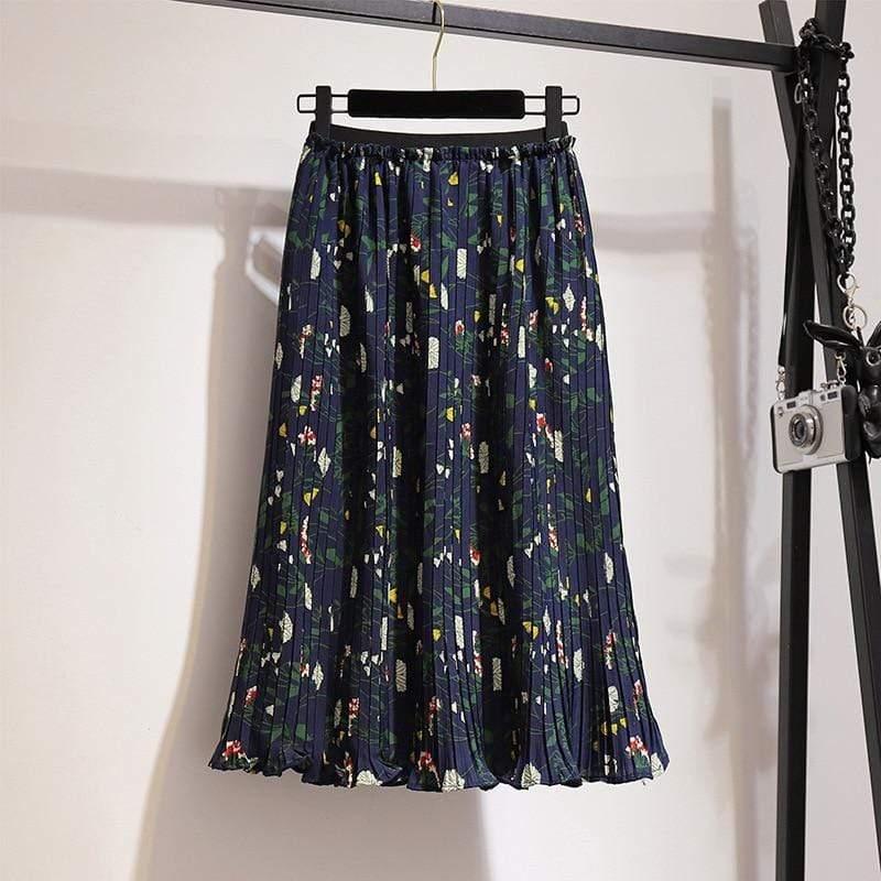 ruffled floral midi skirt