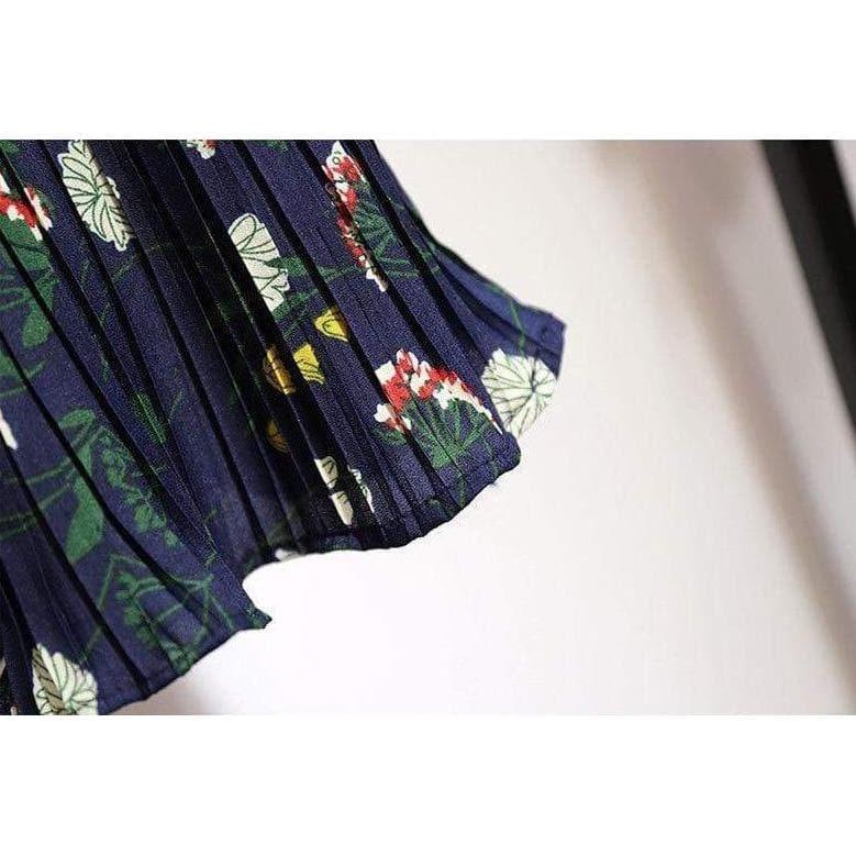 ruffled floral midi skirt