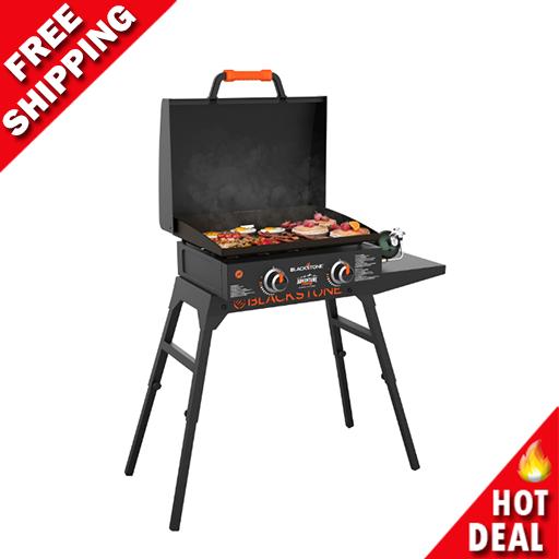 Outdoor Camping Adventure Ready 22" Griddle with Hood Stand Adapter Hose NEW