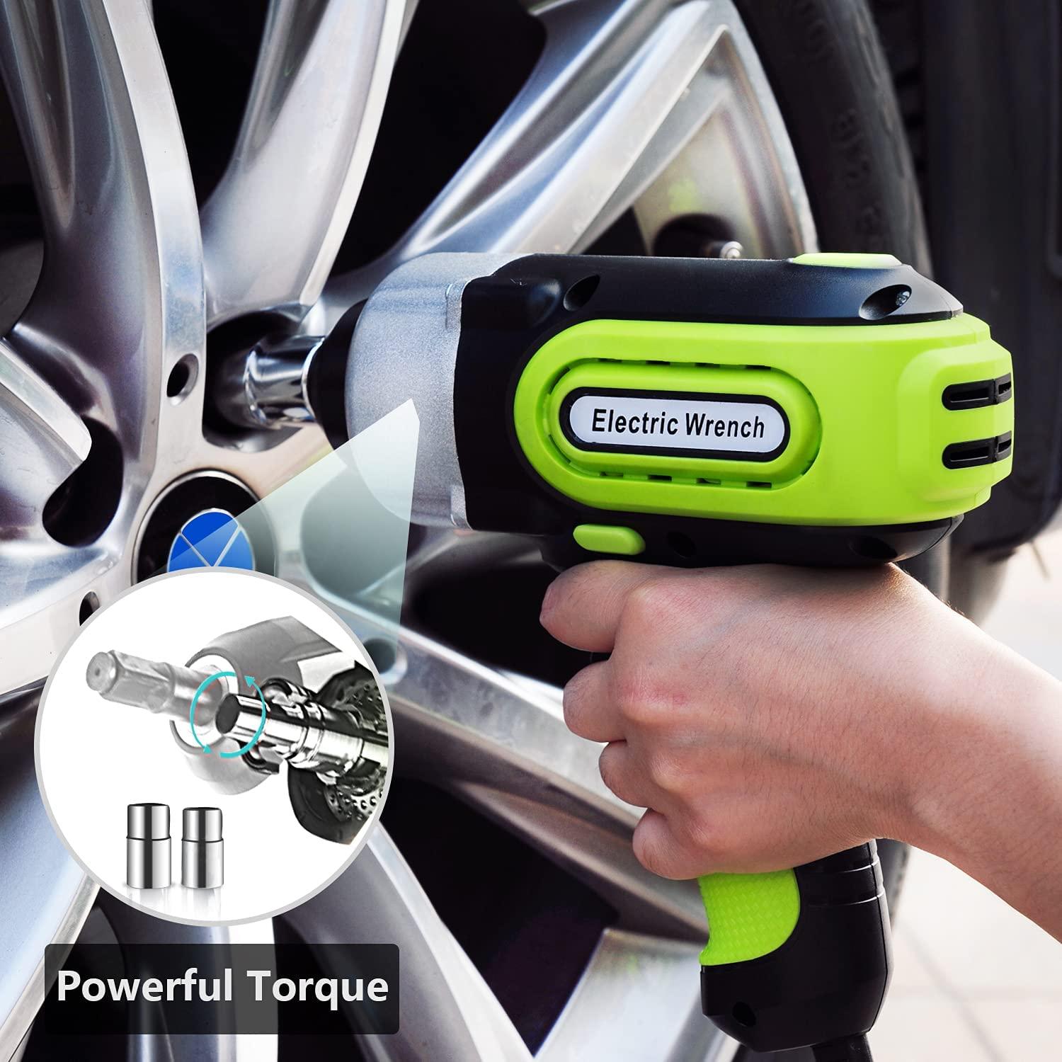 E-HEELP Car Jack Hydraulic 5Ton 12V Electric Car Jack Kit (Lifting Range: 6.1-20.86 inch) with Impact Wrench & Inflator for Car SUV Sedan MPV with LCD & Tire Pressure Display