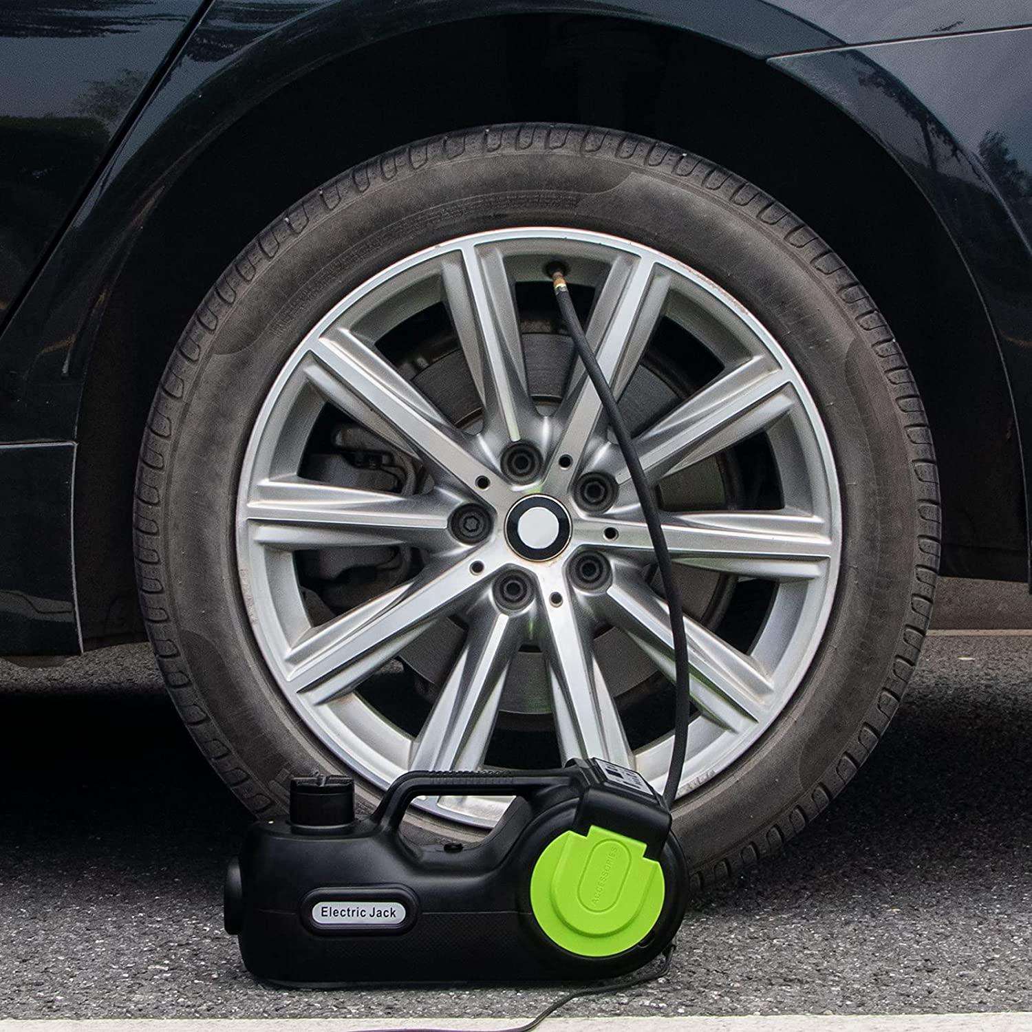 E-HEELP Car Jack Hydraulic 5Ton 12V Electric Car Jack Kit (Lifting Range: 6.1-20.86 inch) with Impact Wrench & Inflator for Car SUV Sedan MPV with LCD & Tire Pressure Display