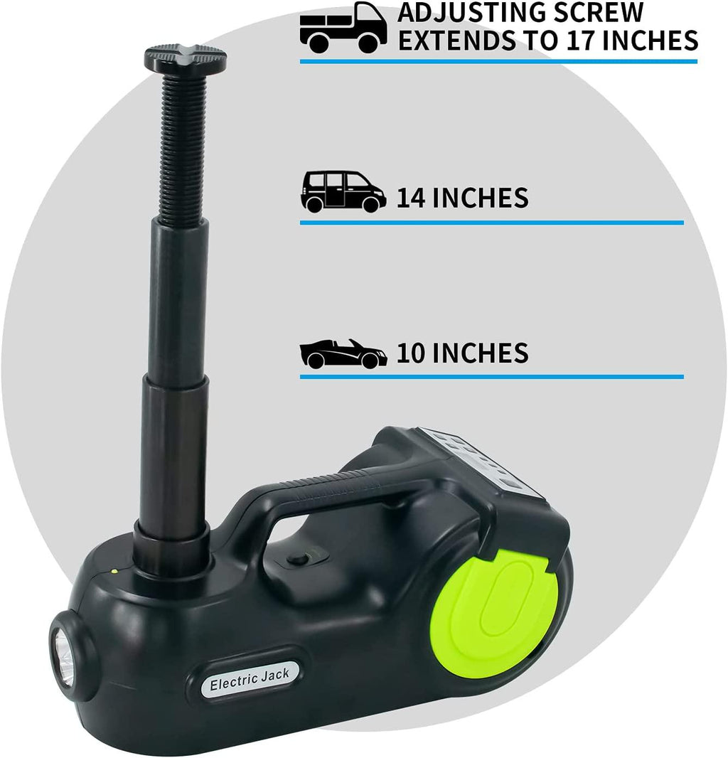 E-HEELP Car Jack Hydraulic 5Ton 12V Electric Car Jack Kit (Lifting Range: 6.1-20.86 inch) with Impact Wrench & Inflator for Car SUV Sedan MPV with LCD & Tire Pressure Display