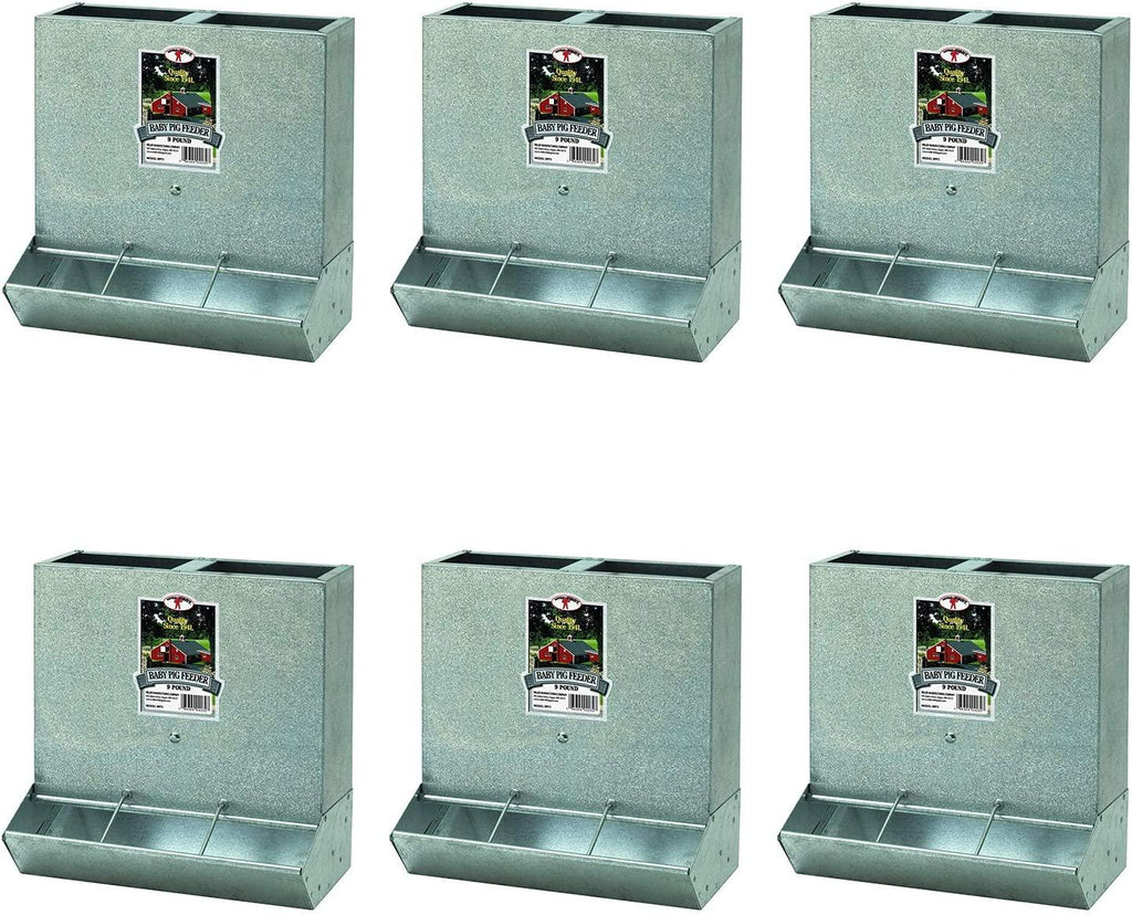 Little Giant BPF3 Heavy Duty Mountable 3 Hole Baby Piglet Livestock Trough Feeder, 9 Pound Capacity (6 Pack)