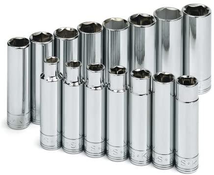 SK 1945 15 Piece 1/2-Inch Drive 6 Point 10-Millimeter to 24-Millimeter Deep Metric Socket Set